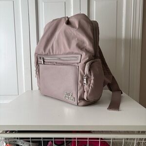 Steve Madden Tan Nylon Backpack with laptop pocket and detachable cosmetic bag